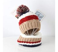 Ensemble de boules de cheveux pour enfant fille et garçon - Avec nœud - Bonnet tricoté - Écharpe pour soins de bébé - Tout pour bébé nouveau-né (beige, taille unique)