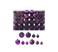 vidaXL Ensemble de Boules de Noël 100 pcs Décoration d'Arbre de Noël Ornement de Vacances Décoration de Noël Jardin Patio Terrasse Extérieur Violet Pourpre G