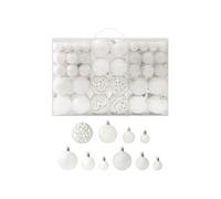 Ensemble de Boules de Noël 100 pcs Décoration d'Arbre de Noël Ornement de Vacances Décoration de Noël Jardin Patio Terrasse Extérieur Blanc