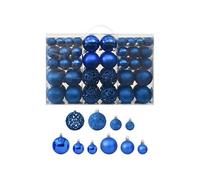 vidaXL Ensemble de Boules de Noël 100 pcs Décoration d'Arbre de Noël Ornement de Vacances Décoration de Noël Jardin Patio Terrasse Extérieur Bleu Bleu G