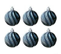 Ensemble de boules de Noël transparentes galvanisées de 6 cm en plastique pour fêtes et célébrations à la maison (Azure)