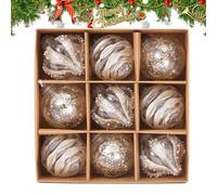 Ensemble de Boules et Ornements de Noël 9 Pièces Décorations Suspendues | Décorations pour Sapin de Noël Pour Bureau Lieu Travail Porte Fenêtre Mur Pièce Maison Fêtes De Champagne