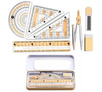 Ensemble de boussoles de géométrie pour dessin - Outil de géométrie pour école secondaire, rapporteur de mathématiques géométriques, boussole et gomme pour école, étudiants, enseignants, architectes
