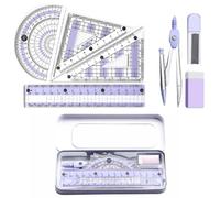 Ensemble de boussoles géométriques pour dessin - Outil de géométrie pour école secondaire, rapporteur de mathématiques géométriques, boussole et gomme - Outil pour école, étudiants, enseignants
