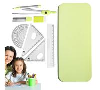 Ensemble de boussoles rapporteur de règle - 7 outils de géométrie mathématique avec boîte en fer, fournitures pour étudiants, boussole de précision et rapporteurs pour dessin, dessin, géométri