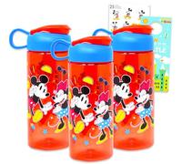 Ensemble de bouteilles d'eau Mickey et Minnie Mouse pour enfants - Ensemble avec 3 bouteilles Disney, décorations de crayon Mickey, autocollants, et plus encore | Gobelets Minnie