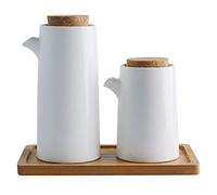 Ensemble de bouteilles distributrices d'huile et de vinaigre, ensemble distributeur d'huile d' ou de sauce soja en céramique blanche for , distributeur d'huile de porcelaine, distributeur de condiment