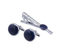 Ensemble de boutons de manchette et pince à cravate en caoutchouc bleu ciel étoilé pour homme et femme, taille unique, Métal, Pas de gemme