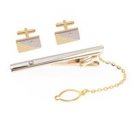 Ensemble de Boutons de Manchette pour Homme 1 Set Alliage Or | Clip de Cravate Inclus, Style Gentleman Résistant, pour Foulards et Liens Lors d'Entretiens