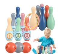 Ensemble de bowling pour - 12 quilles de bowling colorées, 3 boules 6 anneaux, jeu d'intérieur pour tout-petits, fête d'anniversaire, jouet de sport pour garçons et filles, activité éducative