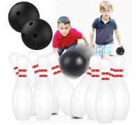 Ensemble de bowling pour enfants, 10 quilles en plastique et 2 balles, jeu de bowling pour tout-petits, jeu d'activité intérieure et extérieure, cadeaux fête d'anniversaire éducatifs pour garçons