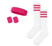 Ensemble de Bracelet et Bandeau éponge Chaussettes Combo 4 pièces, Vintage des années 1980 et 1990 Accessoires de vêtements, Accessoires de vêtements pour Hommes et Femmes，Rose Rouge