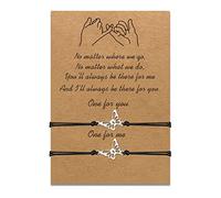 Ensemble de bracelets assortis pour mère et fille - Cadeau de mère à fille - Bijoux Wish faits à la main pour femmes et filles, Ajustable (de 10,1 a 22,9 cm), Cuir Acier inoxydable