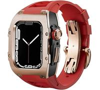 Ensemble de bracelets de montre en acier inoxydable et en caoutchouc, pour 8 7 44 mm/45 mm, kit de rénovation de luxe, bracelet en caoutchouc fluoré, boîtier de couverture en métal, pour IWatch SE 6 5