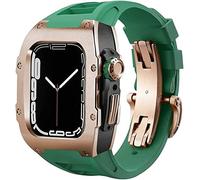 Ensemble de bracelets de montre en acier inoxydable et en caoutchouc, pour 8 7 44 mm/45 mm, kit de rénovation de luxe, bracelet en caoutchouc fluoré, boîtier de couverture en métal, pour IWatch SE 6 5