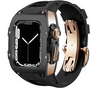 Ensemble de bracelets de montre en acier inoxydable et en caoutchouc, pour 8 7 44 mm/45 mm, kit de rénovation de luxe, bracelet en caoutchouc fluoré, boîtier de couverture en métal, pour IWatch SE 6 5