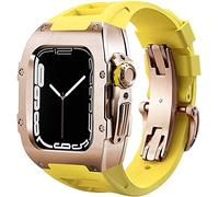 Ensemble de bracelets de montre en acier inoxydable et en caoutchouc, pour 8 7 44 mm/45 mm, kit de rénovation de luxe, bracelet en caoutchouc fluoré, boîtier de couverture en métal, pour IWatch SE 6 5