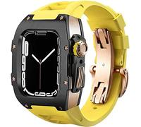 Ensemble de bracelets de montre en acier inoxydable et en caoutchouc, pour 8 7 44 mm/45 mm, kit de rénovation de luxe, bracelet en caoutchouc fluoré, boîtier de couverture en métal, pour IWatch SE 6 5