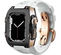 Ensemble de bracelets de montre en acier inoxydable et en caoutchouc, pour 8 7 44 mm/45 mm, kit de rénovation de luxe, bracelet en caoutchouc fluoré, boîtier de couverture en métal, pour IWatch SE 6 5