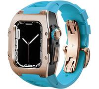 Ensemble de bracelets de montre en acier inoxydable et en caoutchouc, pour 8 7 44 mm/45 mm, kit de rénovation de luxe, bracelet en caoutchouc fluoré, boîtier de couverture en métal, pour IWatch SE 6 5
