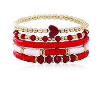 Ensemble de bracelets empilables bohèmes multicouches avec perles dorées, bracelets extensibles en forme de cœur coloré pour homme et femme, bijoux de décoration pour la plage, les vacances, cadeaux