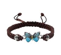 Ensemble de bracelets en cuir pour adolescentes et filles - Cordon réglable - Bracelets papillon pour femme - Joli bracelet de fitness - Sans téléphone portable, taille unique, Corde en fil de fer