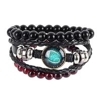 Ensemble De Bracelets En Cuir Pour Homme Et Femme, Fait Main, Multicouches, Représentant Les Constellations Du Zodiaque, Style Ethnique, Perles De Pierres Naturelles, Élastique, Taille Ajustable (