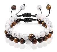 Ensemble de bracelets en perles Howlite réglable Œil de tigre