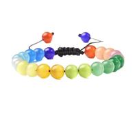 Ensemble de bracelets en pierre œil de chat naturelle | Couleur bonbon deux pièces pour femme, One Size, Acétate, Pas de pierre précieuse