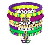 Ensemble de bracelets Heishi en perles pour femme et fille - Pour la Saint-Valentin, Mardi Gras - Sans pierre précieuse