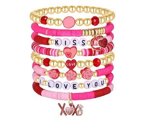 Ensemble de bracelets multicouches | Bracelets à breloques extensibles à plusieurs couches pour anniversaires, fête des mères, mariages, fêtes, Refer to description, Céramique, Unisexe