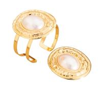 Ensemble de bracelets ovales et anneaux à la mode sophistiqués et réglables - Accessoire élégant et léger, taille unique, Comme décrit