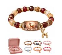 Ensemble De Bracelets Perlés Histoire De Noël, Six Motifs Festifs | Collection De Bracelets De Noël Candy Glow, Bracelet Perlé Maison En Pain D'épice Rose Pour Femme, Bas De Noël