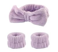 Ensemble de bracelets pour lavage du visage, bandeau spa, maquillage, soins de la peau (violet)