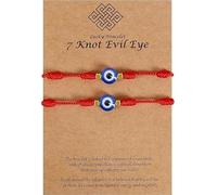 Ensemble de bracelets rouges contre le mauvais œil - Amulette porte-bonheur à 7 nœuds pour la protection des couples et la bonne fortune réglable