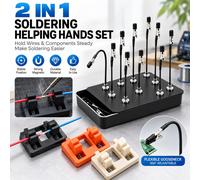 Ensemble de bras de soudage, support magnétique flexible à pinces crocodiles avec dispositif de soudage pour la réparation d'électronique de circuits imprimés (PCB) et le bricolage. Black x4