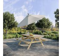 Ensemble de brasserie d'extérieur en bois Happytime 180x150 cm | Table pique-nique avec bancs robustes 35 mm | Traitement autoclave | Jardin terrasse camping locaux publics