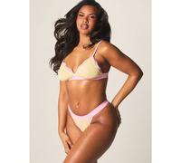 Ensemble de brassière et string avec garniture en dentelle et bords festonnés, collection de lingerie intime féminine L,M,S,XL,XSBlocs de couleur,graphiqueTissu tricoté
