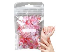 Ensemble de breloques pour ongles - 100 nœuds en résine en forme de lapin et de fraise, conseils de décoration d'embellissement de manucure mignons | Parfait pour les rendez-vous quotidiens, les dépla