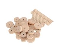 Ensemble de Bricolage en Bois, 30 Roues Rondes Polies avec 24 Tiges, Disques Naturels Non Finis pour Projets Artisanaux, Décoration et Peinture