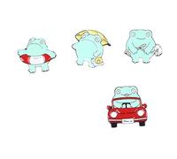 Ensemble de broches amusantes en forme d'animal - Épinglette mignonne de dessin animé avec motifs de cactus, poisson-doudou, hérisson et grenouille, en alliage émaillé pour vêtements, vestes, sacs à