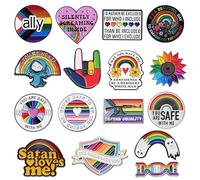 Ensemble de broches arc-en-ciel colorées - Épingles à chemisier en alliage émaillé avec cœur, drapeau, main et planète, accessoires de bijoux pour femmes, hommes, vêtements, sacs, vestes, taille