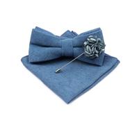 Ensemble de broches carrées en coton pour homme avec nœud papillon et mouchoir Rose Bleu, 1, taille unique