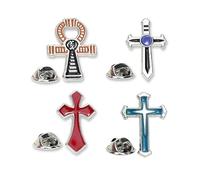 Ensemble de broches en forme de croix chrétienne en alliage noir et blanc avec mains priantes et Jésus, épingles gothiques religieuses pour vêtements, veste, sac à dos, taille unique, Acier allié