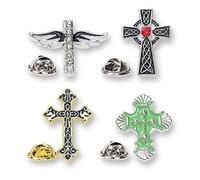 Ensemble de broches en forme de croix chrétienne en alliage noir et blanc avec mains priantes et Jésus, épingles gothiques religieuses pour vêtements, veste, sac à dos, taille unique, Acier allié