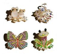 Ensemble de Broches Femme - Broches Animaux en Cristal et Perles de Feuille Vintage pour Décoration de Vêtements (Coloré)