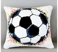 Ensemble De Broderie Coussin Au Point De Croix Kits De Points De Croix Estampillés Pour Adultes,Kit de coussin canevas toile à gros trous,Kit De Broderie À Faire Soi-Même 11CT Modèle de football 45x