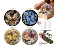 Ensemble de broderie, ornement coloré papillon, kit de broderie avec motif - pour les projets scolaires Apprentissage Divertissement Pratique Apprendre les hommes Ami de la Famille Femmes