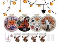 Ensemble de broderies à la main d'Halloween - Kit d'artisanat de démarrage, fournitures d'art coudre | Conception de de vacances, Projet d'artisanat de décoration saisonnière attrayant