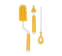 Ensemble de Brosse à Bouteille Manuelle, Ensemble de Nettoyage de Brosse à Bouteille pour Longues Bouteilles D'eau, Biberons, Gobelets, Verres à Boire (Jaune)